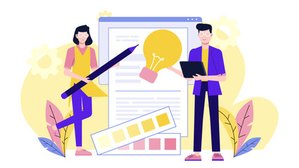 Design Group Creating Rebranding Proposal flat vector illustration