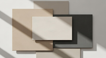 Minimalist Arrangement of Textured Square Panels with Sunlight