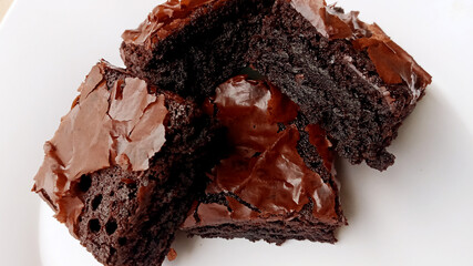Classic Fudgy Brownie with Clean White Backdrop