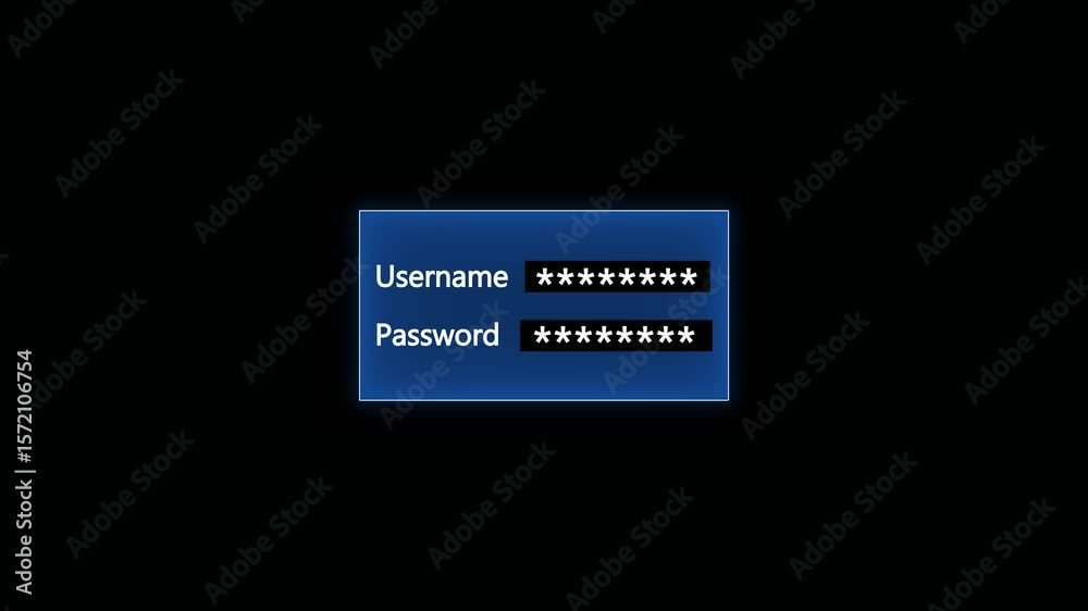 Fototapete animation process of entering computer username and password with access denied screen. loopable ani