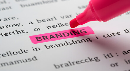 Pink Highlighter Marking Branding on Document in Close Up