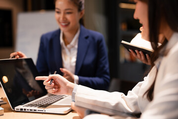 Business people, coach at office for internship program or training staff. Businessman, executive...
