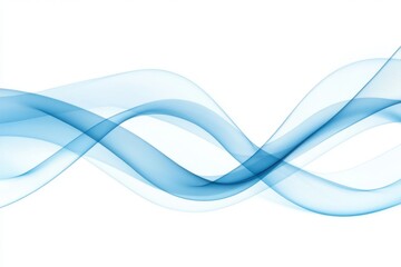 Abstract blue smooth flowing waves on white background.