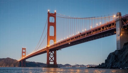Obraz premium The iconic San Francisco Bay Bridge's dazzling architectural blueprint