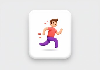 Cartoon runner icon with a happy face and motion trails on a white background.