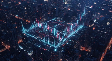 Global Finance Technology Stock Market Data Chart Night City