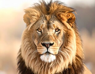 Fototapeta premium Majestic African Lion A Portrait of Power and Wild Beauty