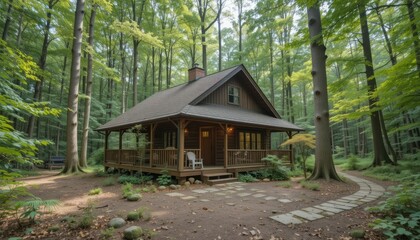 Secluded Cabin in Verdant Forest