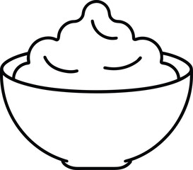 Creamy mashed potatoes in a bowl line art vector illustration