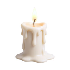 Melting candle with warm glow creates cozy atmosphere