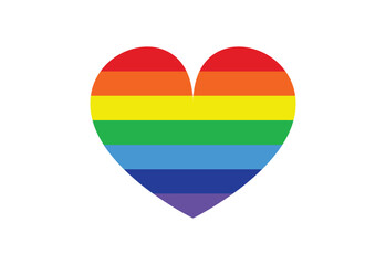 Rainbow heart and love is love lettering isolated on white background