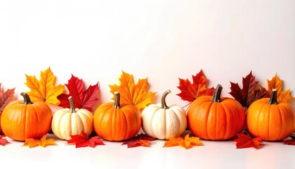 Autumn Pumpkins and Maple Leaves: A Vibrant Fall Still Life