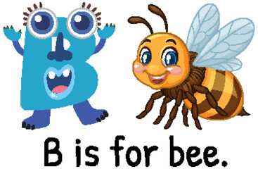 Playful Alphabet Illustration with Bee Character
