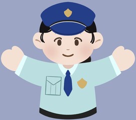 vector illustration of policeman - girl
