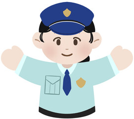 vector illustration of policeman - girl