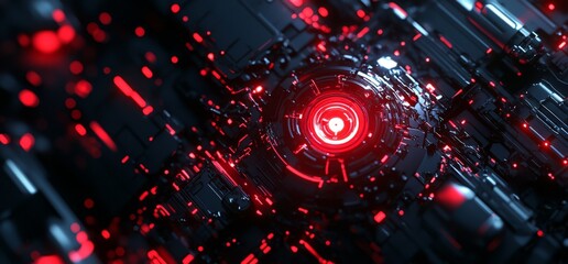 Futuristic technology network glowing red.