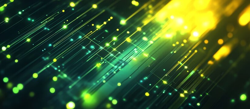 Abstract circuit board background with glowing lines and points.