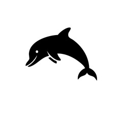 Dolphin Fish Black Glyph Icon (Color Changes Available in SVG)