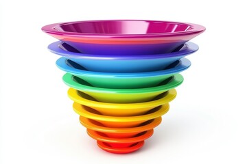 Colorful funnel graphic design representing a marketing funnel.