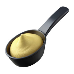 3d realistic mayonnaise in black scoop isolated on transparent background