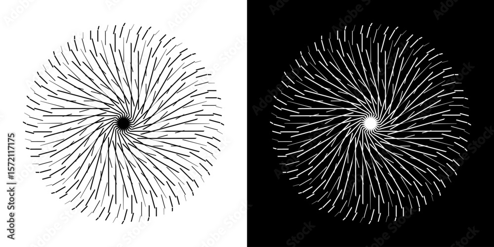 Fototapete abstract background with line pattern forming circle. spiral art design as logo or icon. black lines