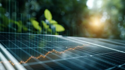 Green energy solar panel financial stock market growth with natural environment sunlight and sustainable investment trends - Powered by Adobe
