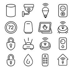 An array of smart home automation icons.