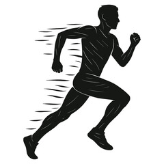 Powerful Male Runner Silhouette with Speed Trails - Dynamic Athletic Performance Graphic