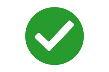 Green circle with white check mark isolated on a transparent background