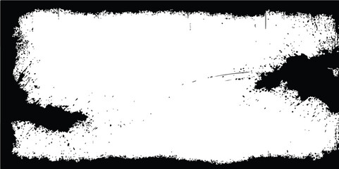 Abstract vector grunge border with black ink splatters and brush strokes for a dirty, textured frame design
