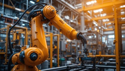 Industrial Robotic Arm in Factory Setting