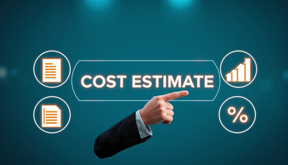 Cost estimate and annual income. Project cost estimation, calculate budget or resources to finish work, financial plan, invoice or tax, expense or loan concept