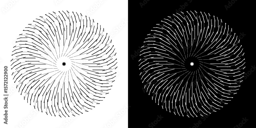 Fototapete abstract background with line pattern forming circle. spiral art design as logo or icon. black lines