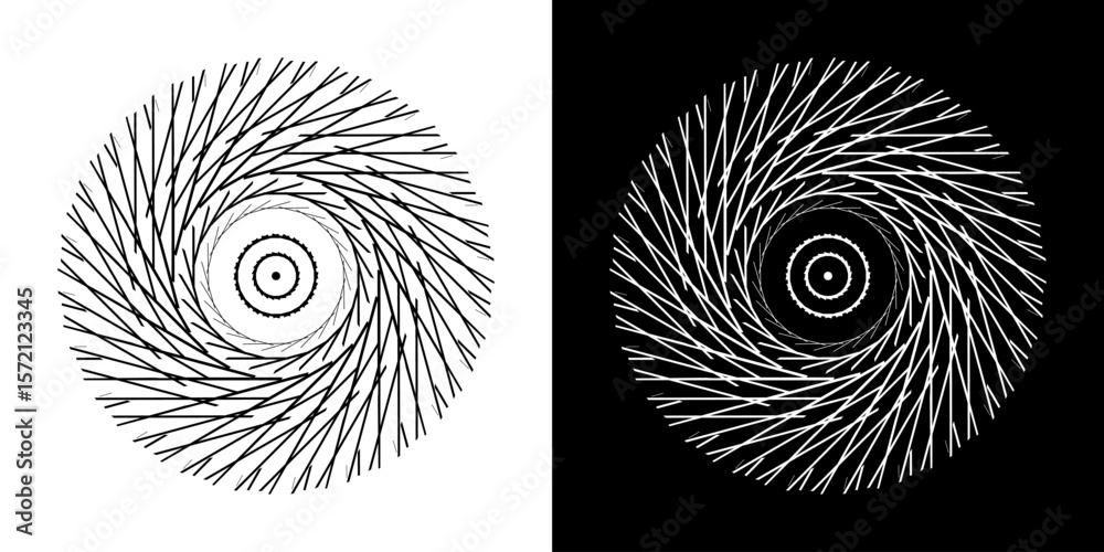 Fototapete abstract background with line pattern forming circle. spiral art design as logo or icon. black lines