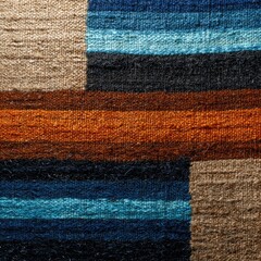 Woven tapestry with horizontal stripes in earthy and deep colors