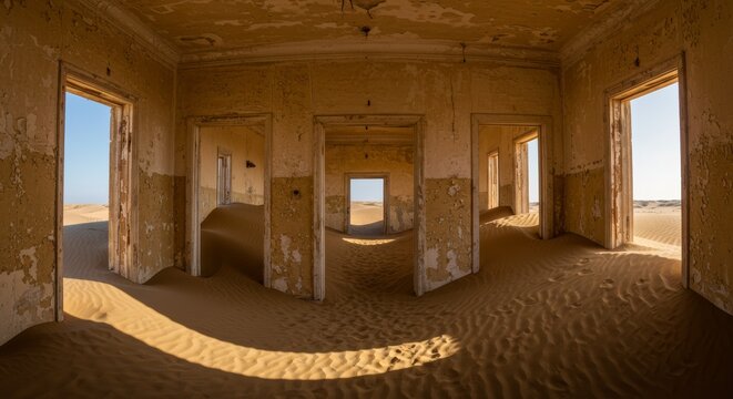 Desert sand invades abandoned room