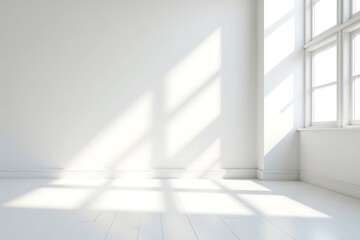 Obraz premium White room interior design bright light modern minimalist architecture empty space clean wall floor window 