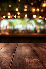Dark Brown Wooden Table Tropical Beach Bar Background