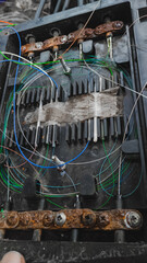 Rusty Fiber Optic Splice Closure Damaged Cables and Connectors