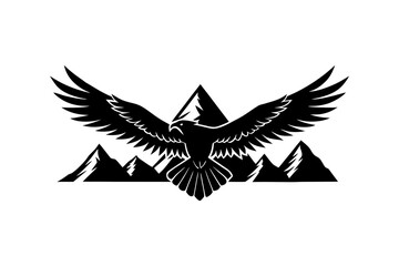 Majestic eagle flying over mountains vector illustration isolated on a white background