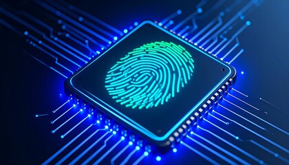 Fingerprint on glowing circuit board