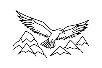 Eagle flying over mountains vector illustration isolated on a white background