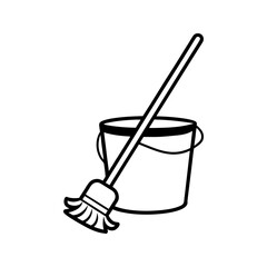 Mop and bucket icon cleaning tool vector illustration isolated on a white background