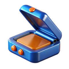 3d render of blue and orange case isolated on transparent background