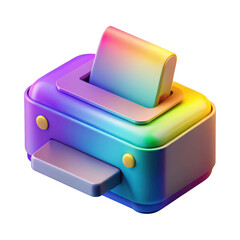 3d rainbow gradient printer icon isolated on transparent background