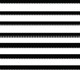 Set of. scalloped edge seamless set, borders and dividers. Simple scalloped. seamless. borders dividers ..scallop  Simple border. silhouette . and circle shapes. ornament. Texture ribbons