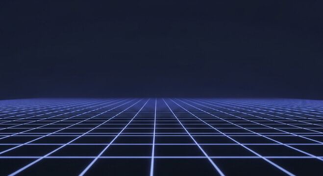 abstract blue background with grid Futuristic Neon Grid Landscape: Abstract Background & Digital Horizon