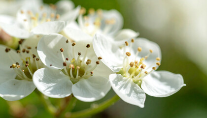 "Macro Shot of Serviceberry Blossoms Featuring Tiny White Petals and Subtle Stamens in Soft Natural Light"
