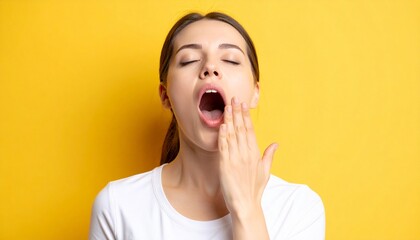 Young Woman Yawning Feeling Sleepy Tired
