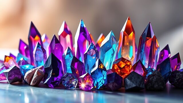 Radiant Crystal Cluster: A Spectrum of Prismatic Gems